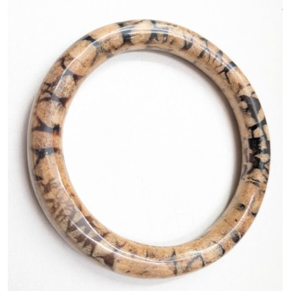 Vintage Tiger Sponge Coral Bangle Bracelet Natural Brown Cream Black Chunky 34g - Picture 13 of 16